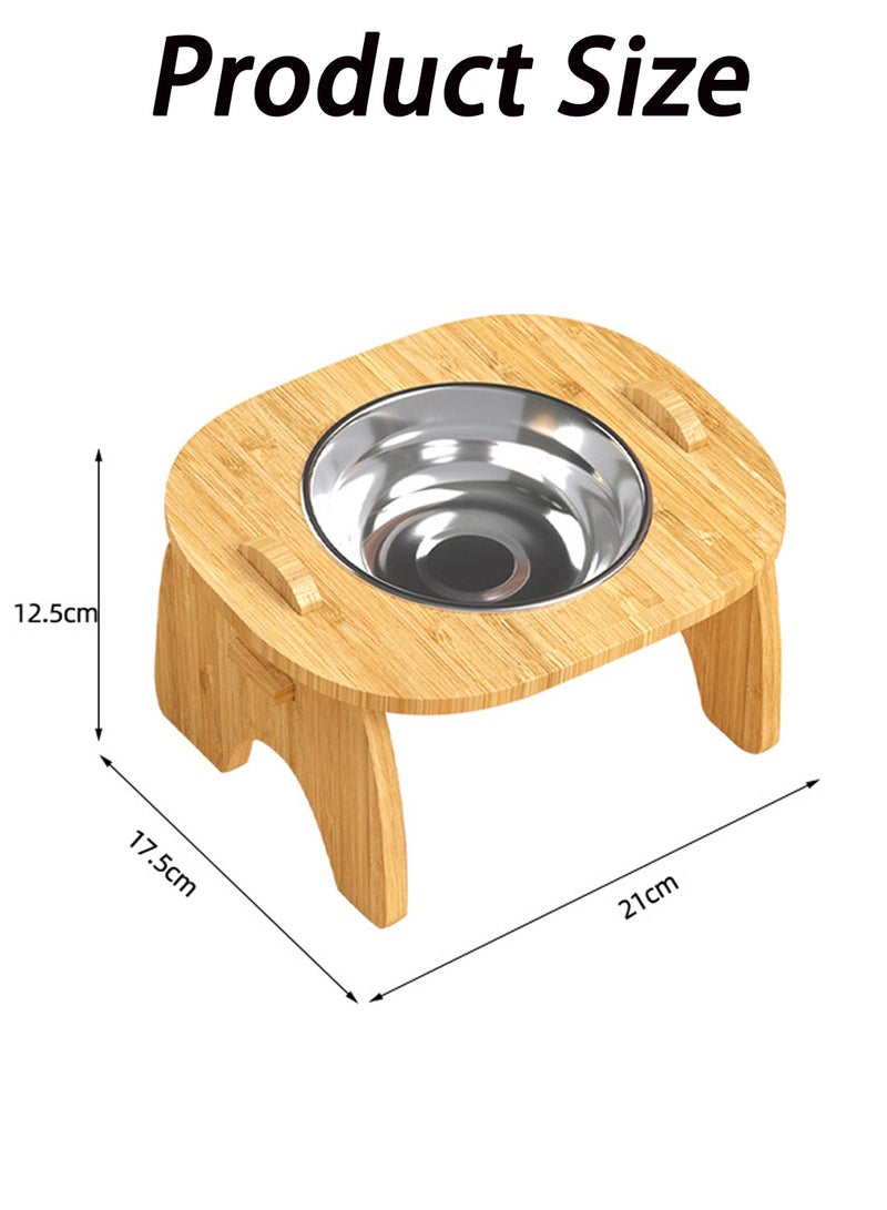 Kidle Pet Drinking Cat Big Dog Bowl Feeder Water Bowl Water Fountain 15 ° Cervical Spine Protection Wooden Frame Bowl Food Bowl Elevated Pet Food Water Bowl Stainless Steel Feeding Bowls - Image 2