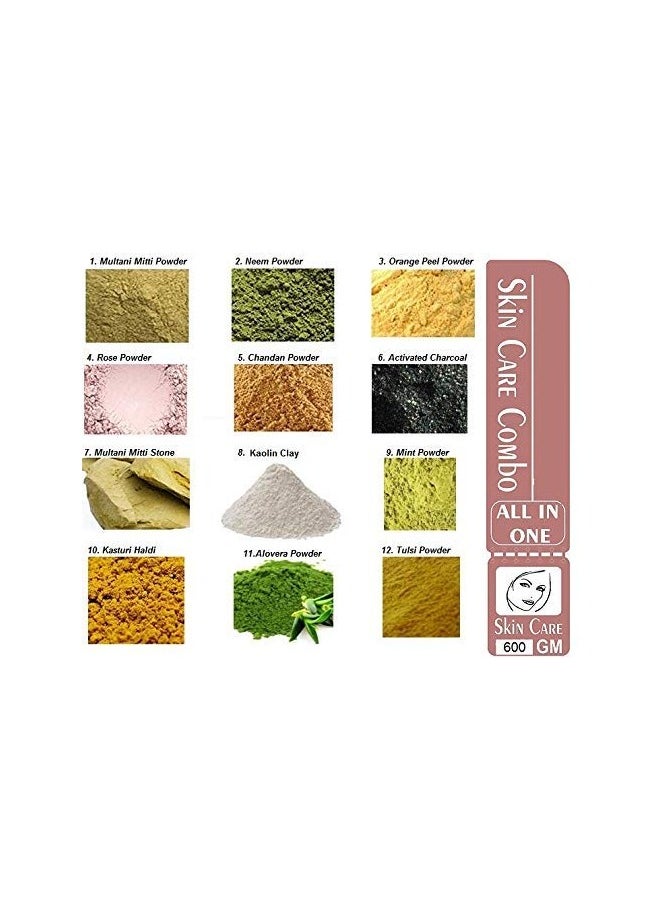 Online Quality Store Combo of 12 Skin Care Products ,(Multani Mitti, Neem, Orange Peel, Rose, Chandan, Charcoal, Mitti Stone, Kaolin Clay, Mint, Haldi,Alovera, Tulsi Powders) |skin care products combo,(Pack of 12 ,50g each ,Total 600 Pack)  - Image 2