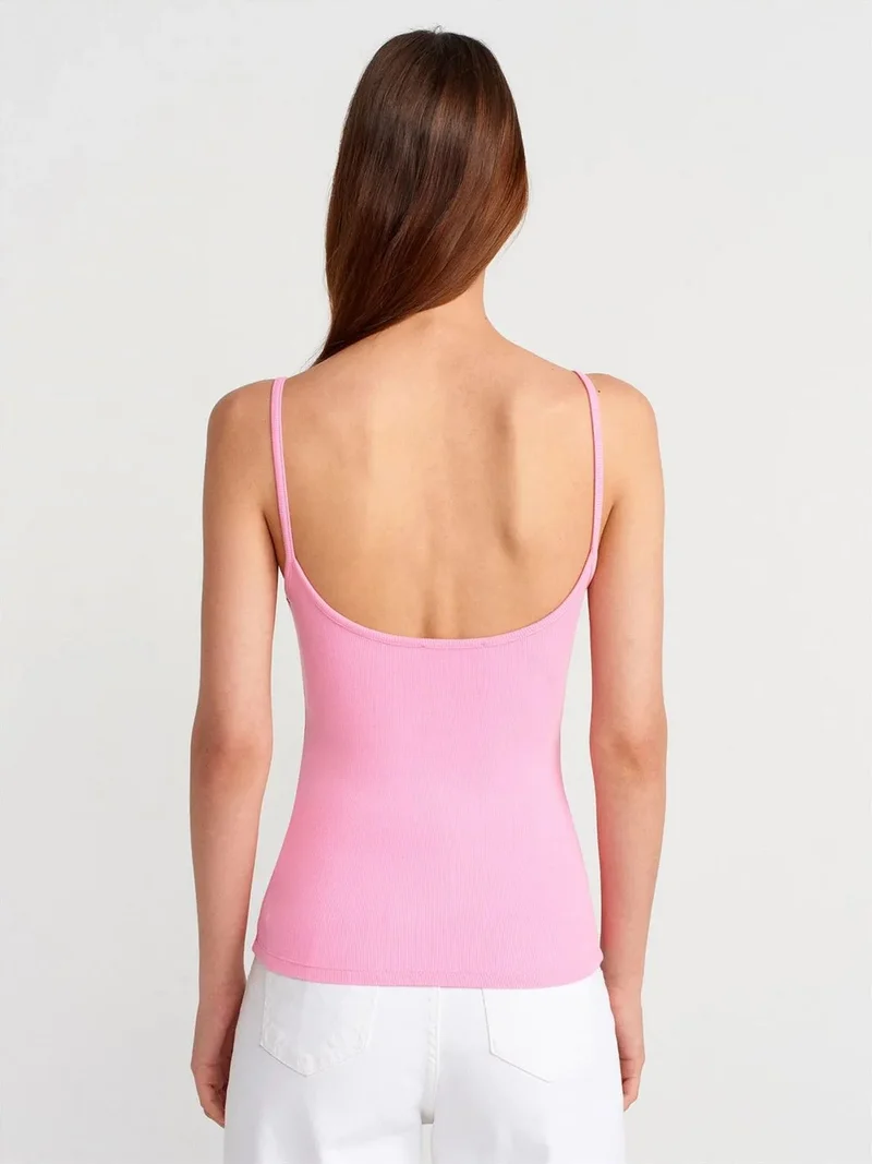 Dilvin DILVIN Ribbed Sleeveless Slim Fit Blouse