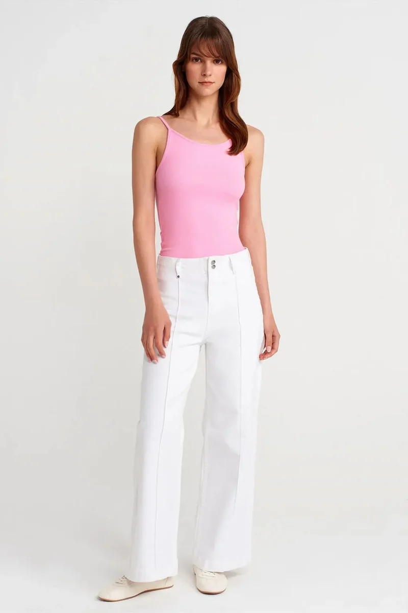 Dilvin Bright Pink DILVIN Ribbed Sleeveless Slim Fit Blouse for Women | Best Price UAE