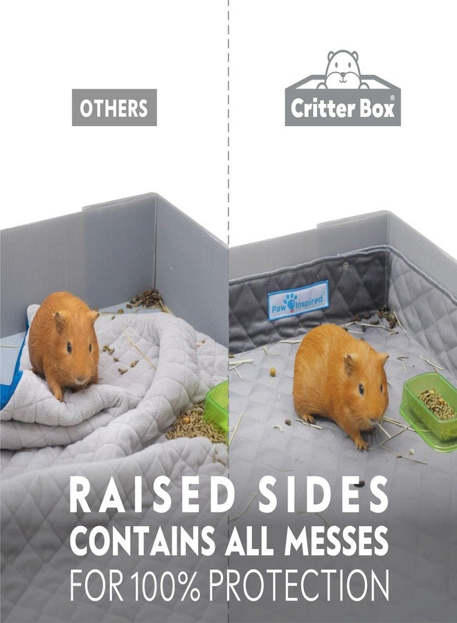 Paw Inspired Critter Box Washable Cage Liner with Raised Sides, Fleece Bedding with Waterproof Bottom, Edge Protected Pee Pads for Guinea Pigs, Rabbits, Hamsters, Small Animals (Midwest Size) - Image 3