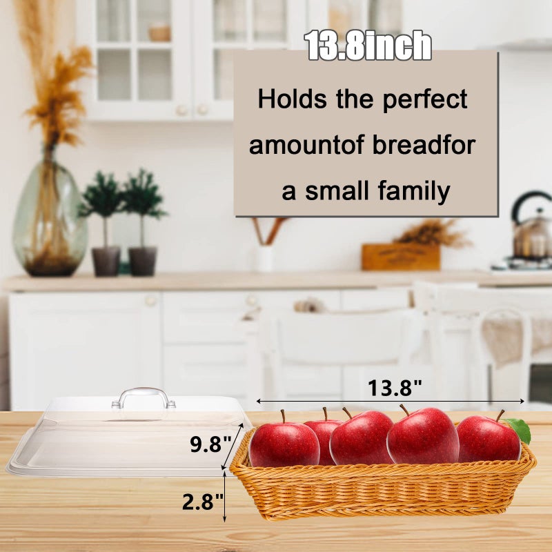 ديايو Deayou سلة خبز مع غطاء منضدية سلة تقديم الطعام سلة فاكهة للخضراوات مطعم عرض المطبخ حفلة مستطيل - Image 2
