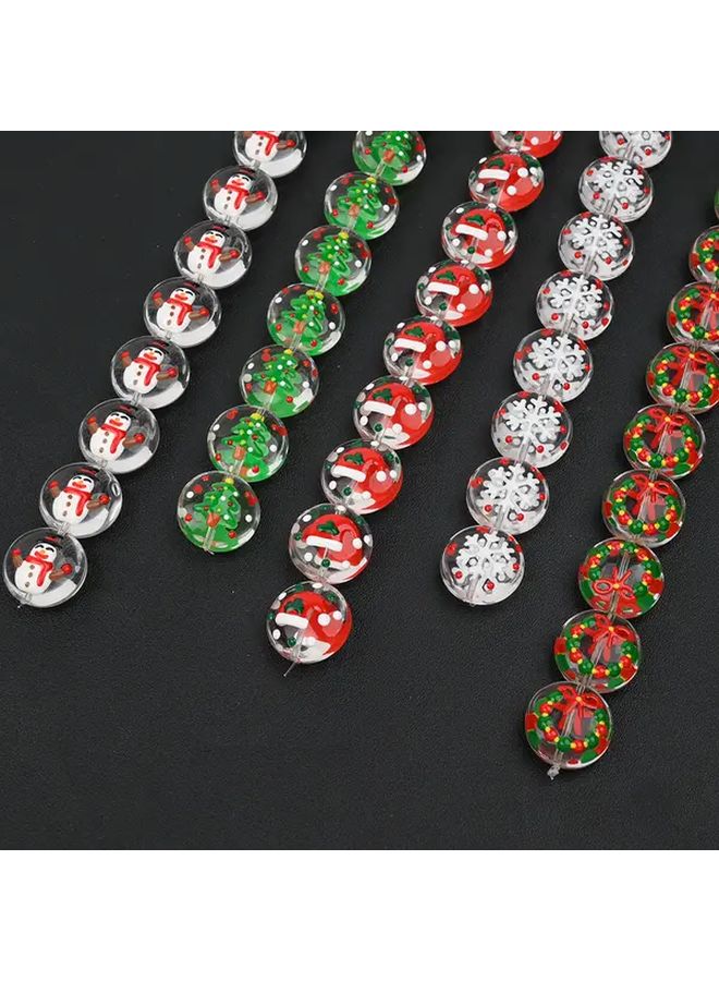 Handmade Christmas Glass Beads Style 3 Snowflakes Gingerbread Men for DIY Bracelets Keychains Decorations - Image 3