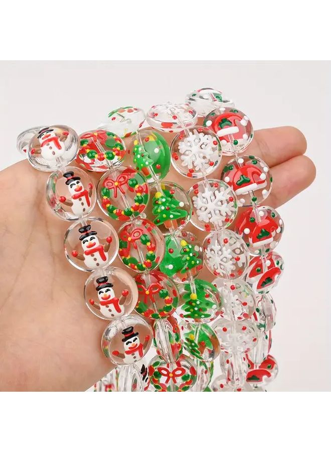 Handmade Christmas Glass Beads Style 3 Snowflakes Gingerbread Men for DIY Bracelets Keychains Decorations - Image 2