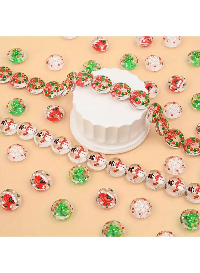 Handmade Christmas Glass Beads Style 3 Snowflakes Gingerbread Men for DIY Bracelets Keychains Decorations - Image 1