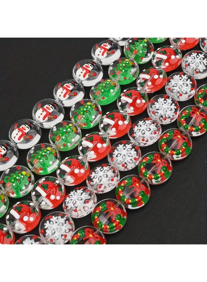 Handmade Christmas Glass Beads Style 3 Snowflakes Gingerbread Men for DIY Bracelets Keychains Decorations - Image 5