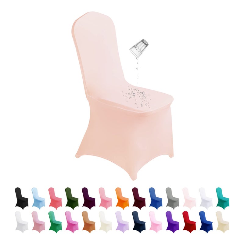 SUPERO Waterproof Spandex Chair Cover 25PCS Stretch Dining Chair Covers Polyester Outdoor Chair Covers Protector Stretch Chair Cover for Party Universal Banquet Wedding Event HotelBlush Pink