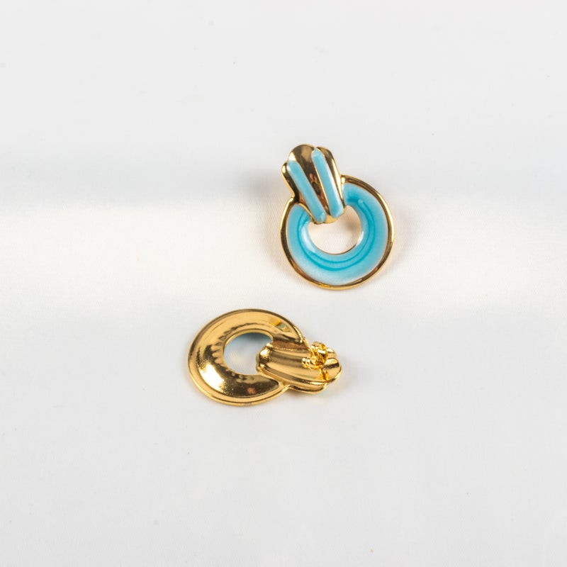 Golden Blue Stainless Steel Earring - Image 2