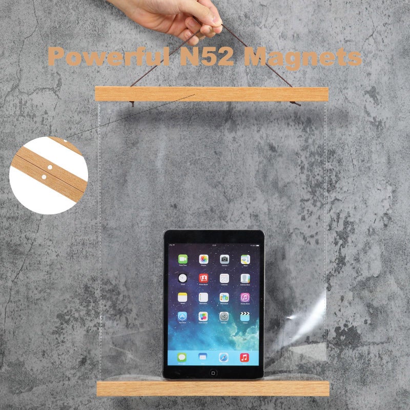 FALAMON 2 Pack Magnetic Poster Hanger Frame, 11x14 11x17 11x22 Teak Wood Magnet Poster Frame for Hanging Posters, Prints, Photos, Pictures, Maps, Scrolls, and Canvas Artwork - Image 3