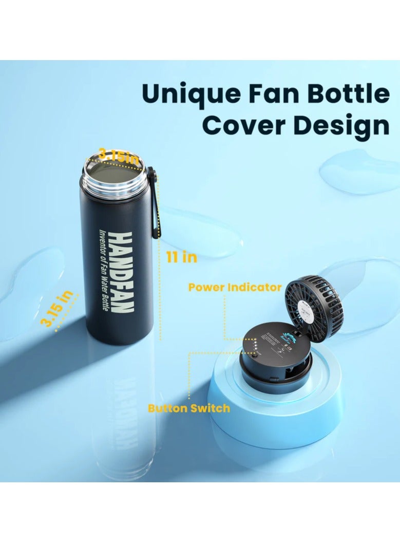 HandFan 24oz Proof Vacuum Stainless Steel Water With Straw and Fan - Image 3