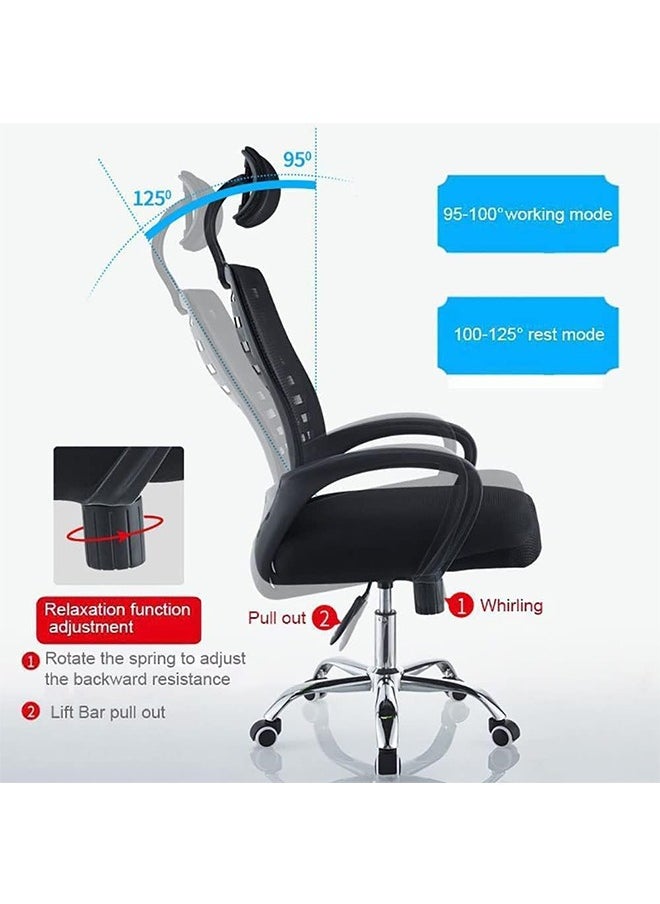JCB CHIC Office Chair,Comfort Ergonomic Height Adjustable Desk Chair with Lumbar Support Backrest Black  - Image 3