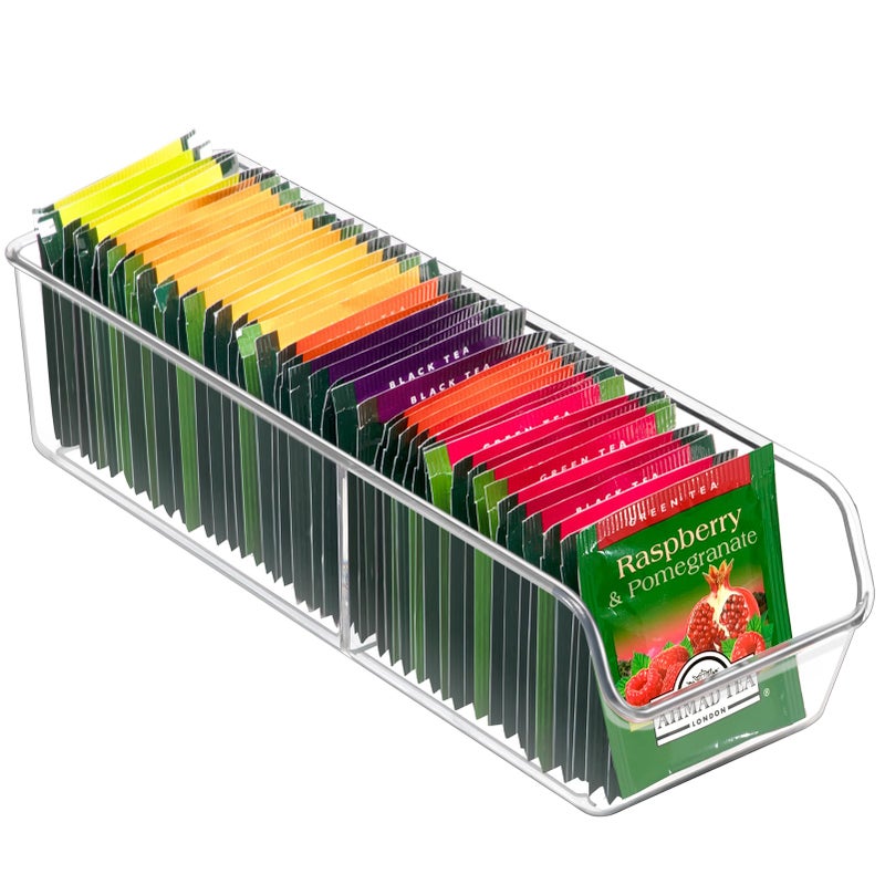 FUCDTEFC Tea Bag Organizer, Tea Bag Holder Box Storage Bin, Clear Tea Packet Plastic Drawer, Sugar Packet, Coffee, Condiment, Spice Bag Holder for Kitchen Cabinet, Countertop, Fridge - Image 1