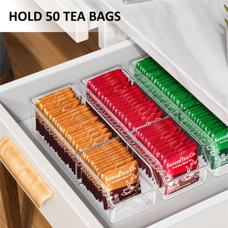 FUCDTEFC Tea Bag Organizer, Tea Bag Holder Box Storage Bin, Clear Tea Packet Plastic Drawer, Sugar Packet, Coffee, Condiment, Spice Bag Holder for Kitchen Cabinet, Countertop, Fridge - Image 5