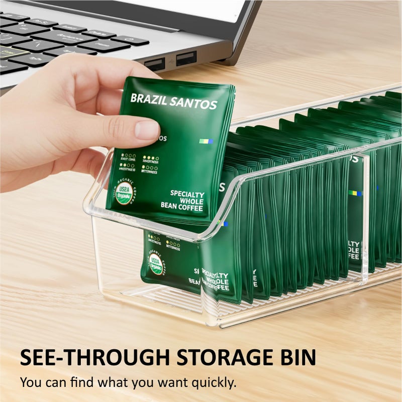 FUCDTEFC Tea Bag Organizer, Tea Bag Holder Box Storage Bin, Clear Tea Packet Plastic Drawer, Sugar Packet, Coffee, Condiment, Spice Bag Holder for Kitchen Cabinet, Countertop, Fridge - Image 2