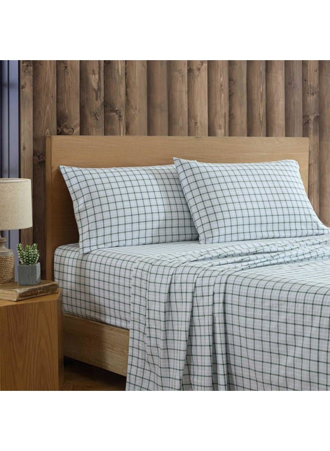 Eddie Bauer Full Sheet Set, Premium Cotton Percale Bedding Set, Plaid Home Decor, Oeko-Tex Certified (Classic Tattersall Plaid Green, Full) - Image 2