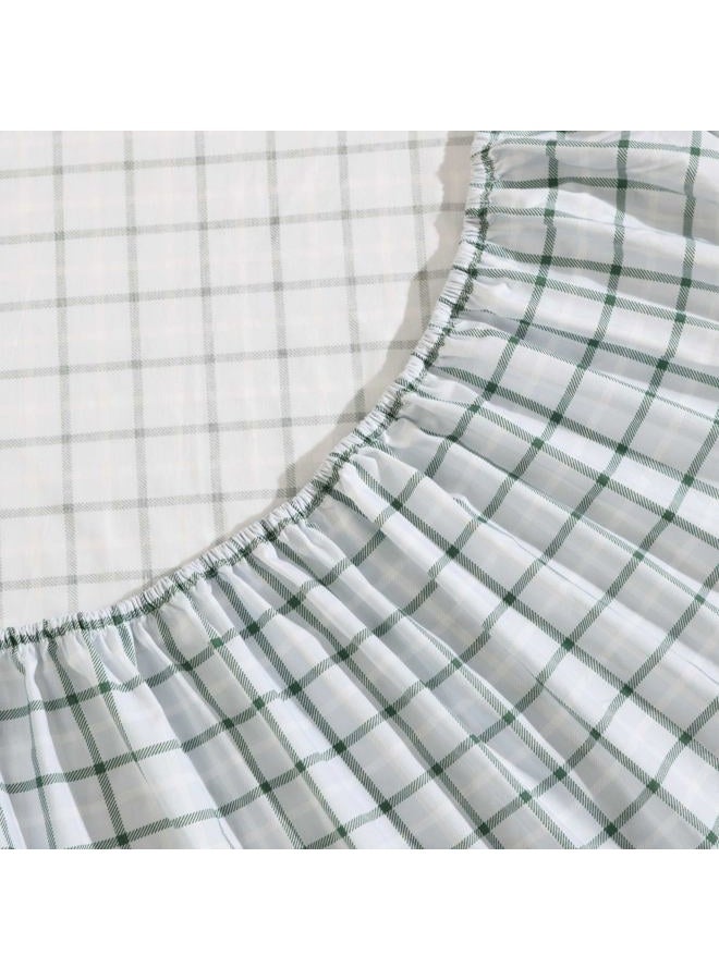 Eddie Bauer Full Sheet Set, Premium Cotton Percale Bedding Set, Plaid Home Decor, Oeko-Tex Certified (Classic Tattersall Plaid Green, Full) - Image 4