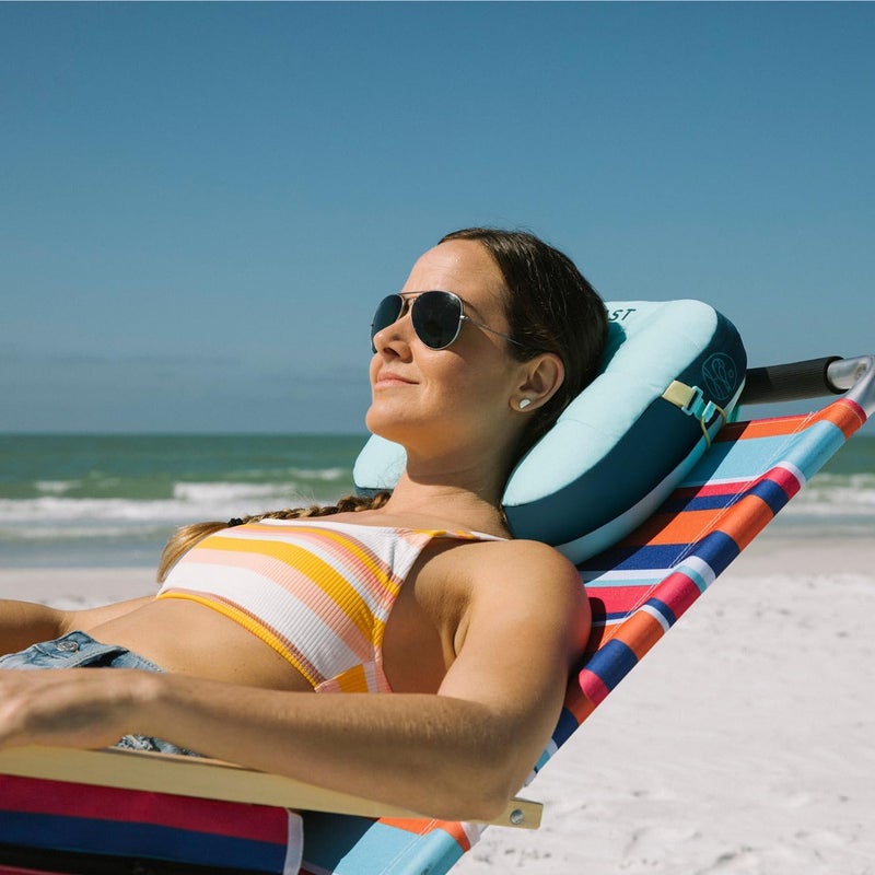 Ballast Beach Pillow – Comfy, Durable & Compact, Stays Put on Windy Beaches with Patented Sand Pouch, Inflatable Pillow for Beaches, Pools, Camping, Festivals and Travel (Oahu Floral) - Image 3