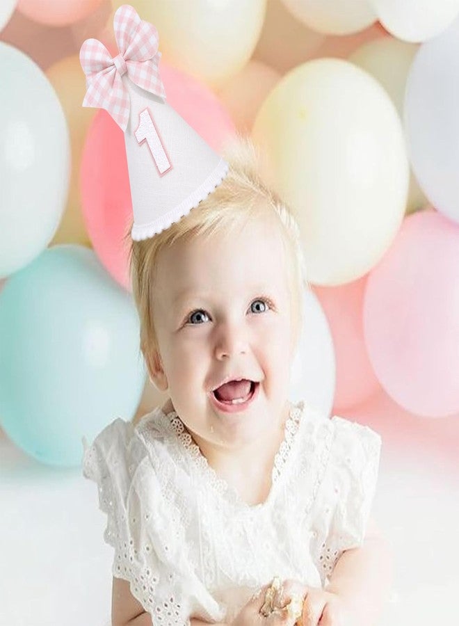 Agkvw Pink Bow 1st Birthday Hat for Girls - Pink and White Theme First Brithday Decorations, Sweet One Theme Party Hat, Baby Girl Bday Decor (1st birthday hat) - Image 5