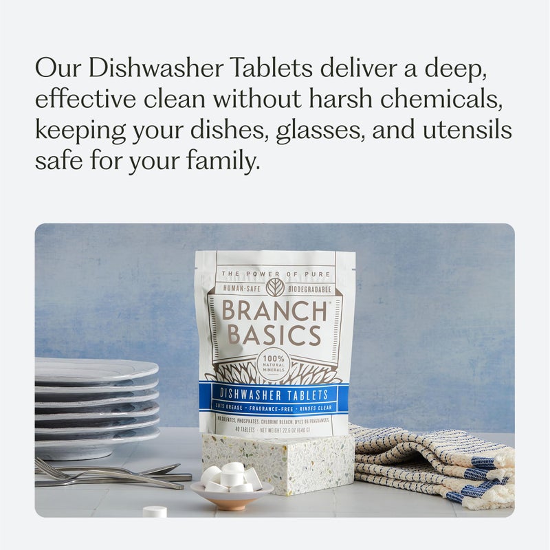 أقراص غسالة الصحون من برانش باسيكس - 40 حبة، عبوة 3 | خالية من البلاستيك، خالية من العطور، آمنة للبشر | توفر تنظيفًا قويًا بدون مواد كيميائية قاسية - Image 3