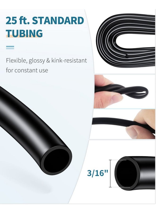 Pawfly Pawfly 25 Feet Black Airline Tubing Standard Aquarium Air Pump Accessories Set with Suction Cups Connectors and Check Valves  - Image 2
