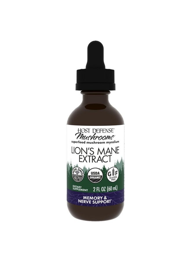 Host Defense - Host Defense Lion's Mane Extract - Brain Health Support Supplement - Mushroom Supplement to Support Focus & Memory Function - Immune & Nervous System Support Supplement - 2 fl oz (60 Servings)* - Image 1