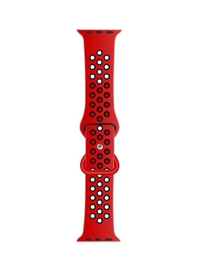 NIBEMINENT Ethnic Replacement Watchband for Apple Watch Series 1/2/3/4/5/6/7/SE 38/40/41mm Red/Black - Image 1