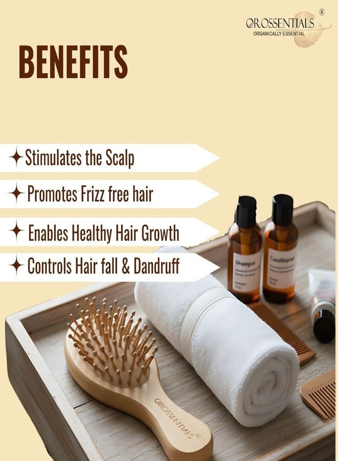 OROSSENTIALS Bamboo Hair Brush with bamboo bristles | Wooden Hair Unisex | Wooden Brush for Hair Small Hairbrush for Women | Paddle Hair Brush Paddle Brush for Women Travel Friendly - Image 5