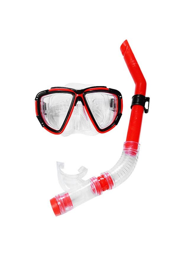 Generic Men Women Snorkel Mask Set Wide View Scuba Diving Swimming Goggles with Dry Top Orange - Image 1