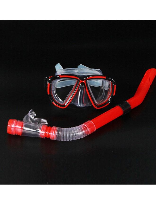 Generic Men Women Snorkel Mask Set Wide View Scuba Diving Swimming Goggles with Dry Top Orange - Image 2