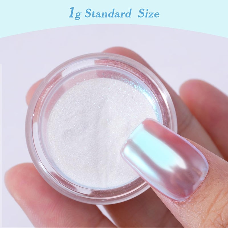 Pretty Diva Moonlight Chrome Nail Powder, Glossy Aurora Mermaid Unicorn Chrome Powder for Nails, Iridescent Unichrome Nail Art Glitter Decoration for Home DIY Salon Manicure Pigment - Image 2