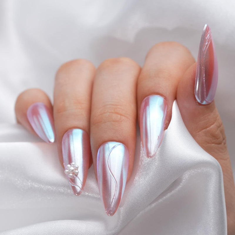 Pretty Diva Moonlight Chrome Nail Powder, Glossy Aurora Mermaid Unicorn Chrome Powder for Nails, Iridescent Unichrome Nail Art Glitter Decoration for Home DIY Salon Manicure Pigment - Image 4