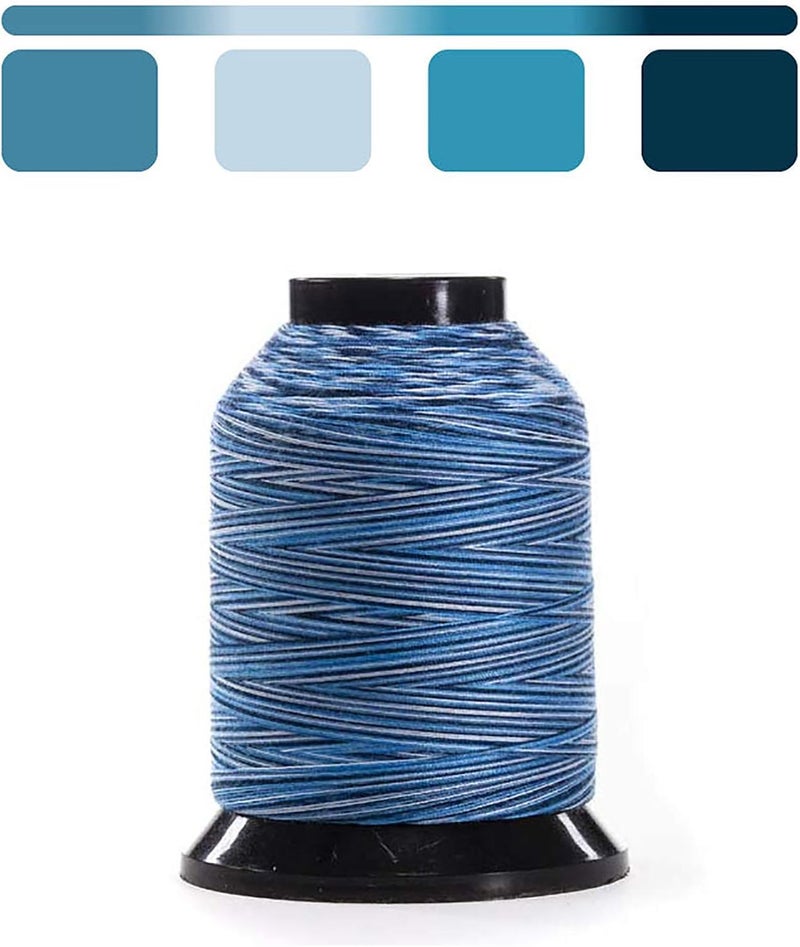 Variegated Thread | 100% Polyester, 3ply, 50wt | 1100yds Stackable Thread Cones for Quilting and Sewing… (Seaside Teal)