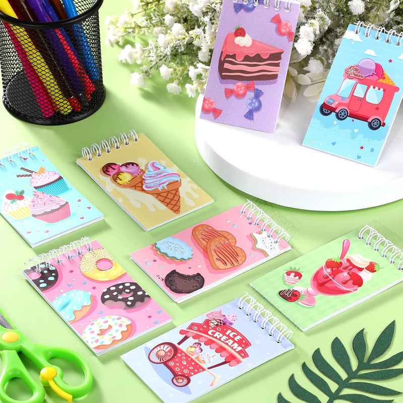 klarako 24 Pack Ice Cream Party Favors, Mini Ice Cream Spiral Notebooks Prize Pinata Fillers Goodie Bag Stuffers Teacher Classroom Rewards Supplies for Sweet Summer Dessert ice Cream Donut Birthday Party - Image 4