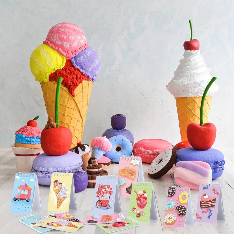 klarako 24 Pack Ice Cream Party Favors, Mini Ice Cream Spiral Notebooks Prize Pinata Fillers Goodie Bag Stuffers Teacher Classroom Rewards Supplies for Sweet Summer Dessert ice Cream Donut Birthday Party - Image 5