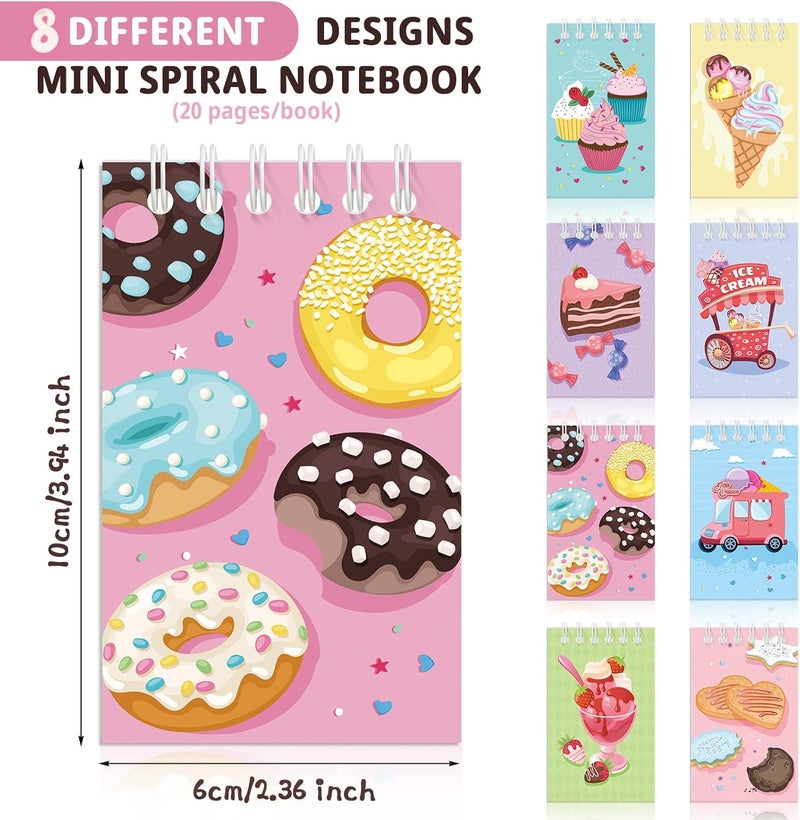 klarako 24 Pack Ice Cream Party Favors, Mini Ice Cream Spiral Notebooks Prize Pinata Fillers Goodie Bag Stuffers Teacher Classroom Rewards Supplies for Sweet Summer Dessert ice Cream Donut Birthday Party - Image 2