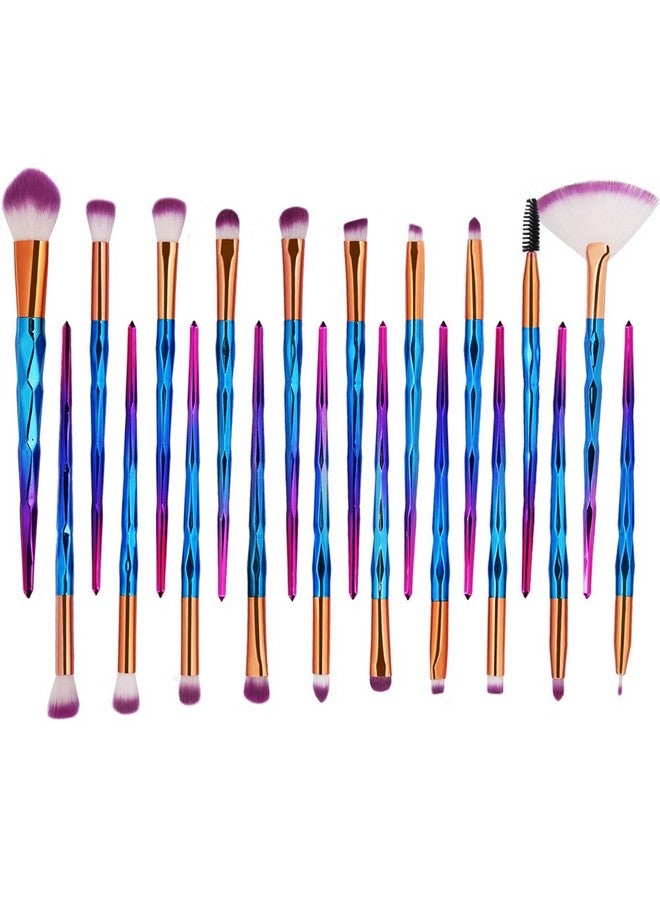 KOLIGHT Pack Of 20Pcs Cosmetic Eye Shadow Sponge Eyeliner Eyebrow Lip Nose Foundation Powder Makeup Brushes Sets (Purple) - Image 2
