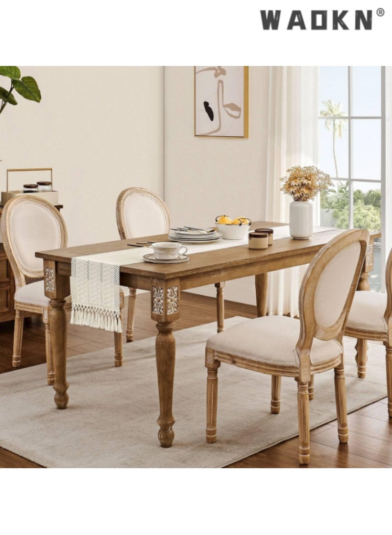 WAOKN Cream Colored Table Runner with Knotted Tassels, Elegant Table Scarf for Dining Tables, Adds a Luxurious Touch to Your Home Decor, Ideal for Everyday Use and Special Occasions,30*183 cm - Image 3