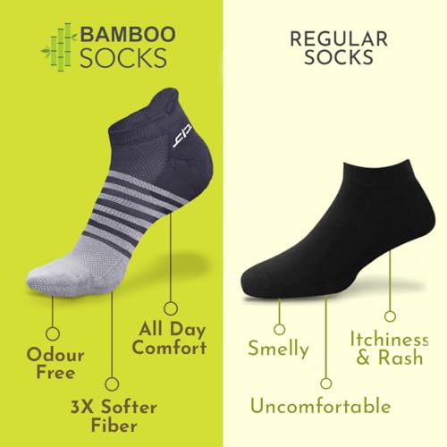 HEELIUM Bamboo Ankle Socks for Men | Odour-Free and Breathable | Padded Base and Anti-bacterial | 3X Softer Than Regular Socks - Image 2