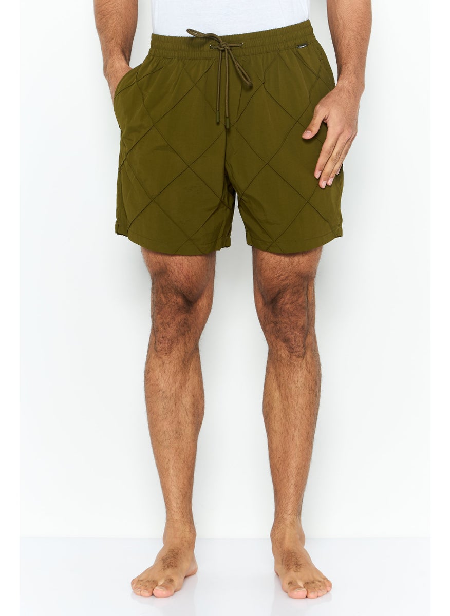 DKNY Men Brand Logo Board Short, Dark Olive  - Image 1