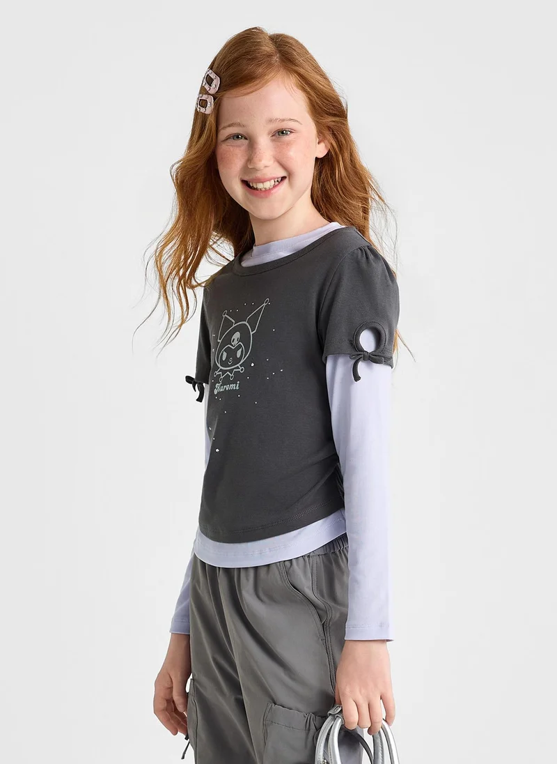 Balabala Kids Girls Round neck long-sleeved T-shirt