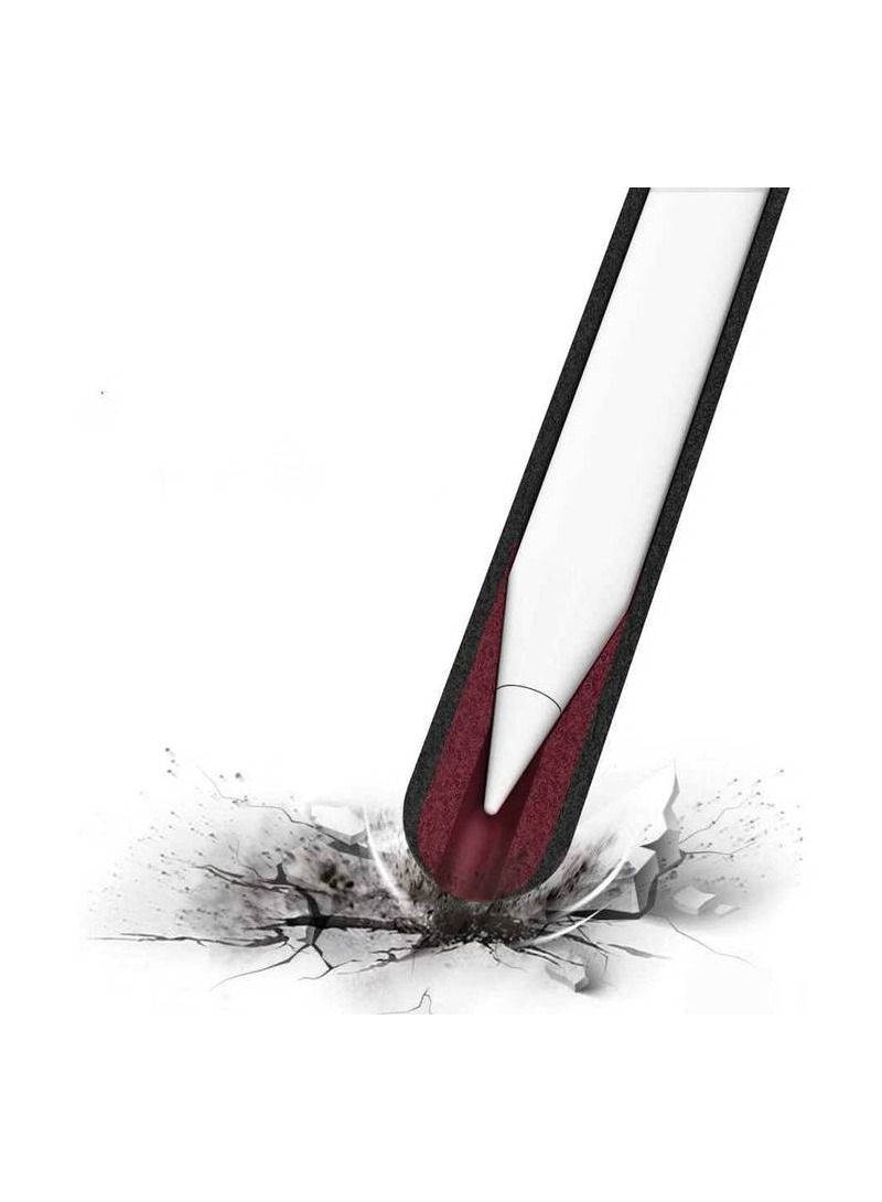 Ahastyle Leather Texture Silicone Sleeve Compatible for Apple Pencil 2 / Premium Silicone Material / All Around Protection Suitable with 2nd Gen Apple Pencil - Black - Image 2