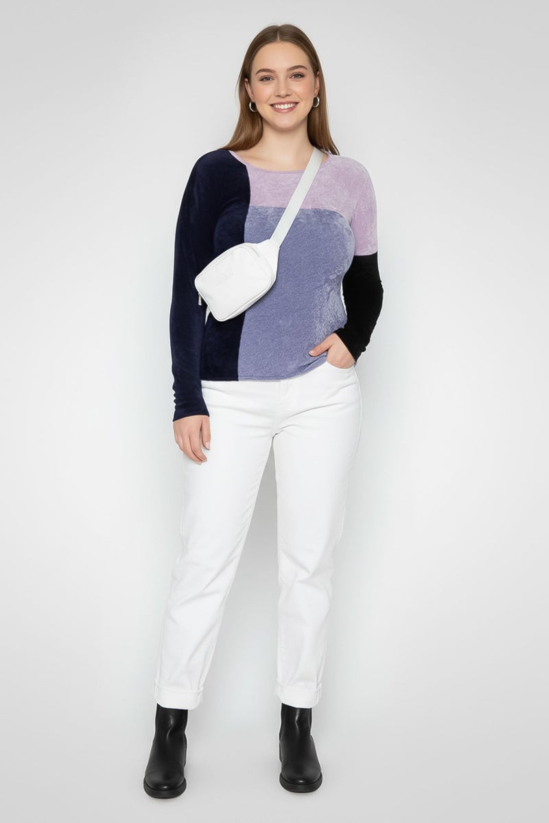 armani Emporio Armani Women Colorblock Sweater, Purple - Image 1