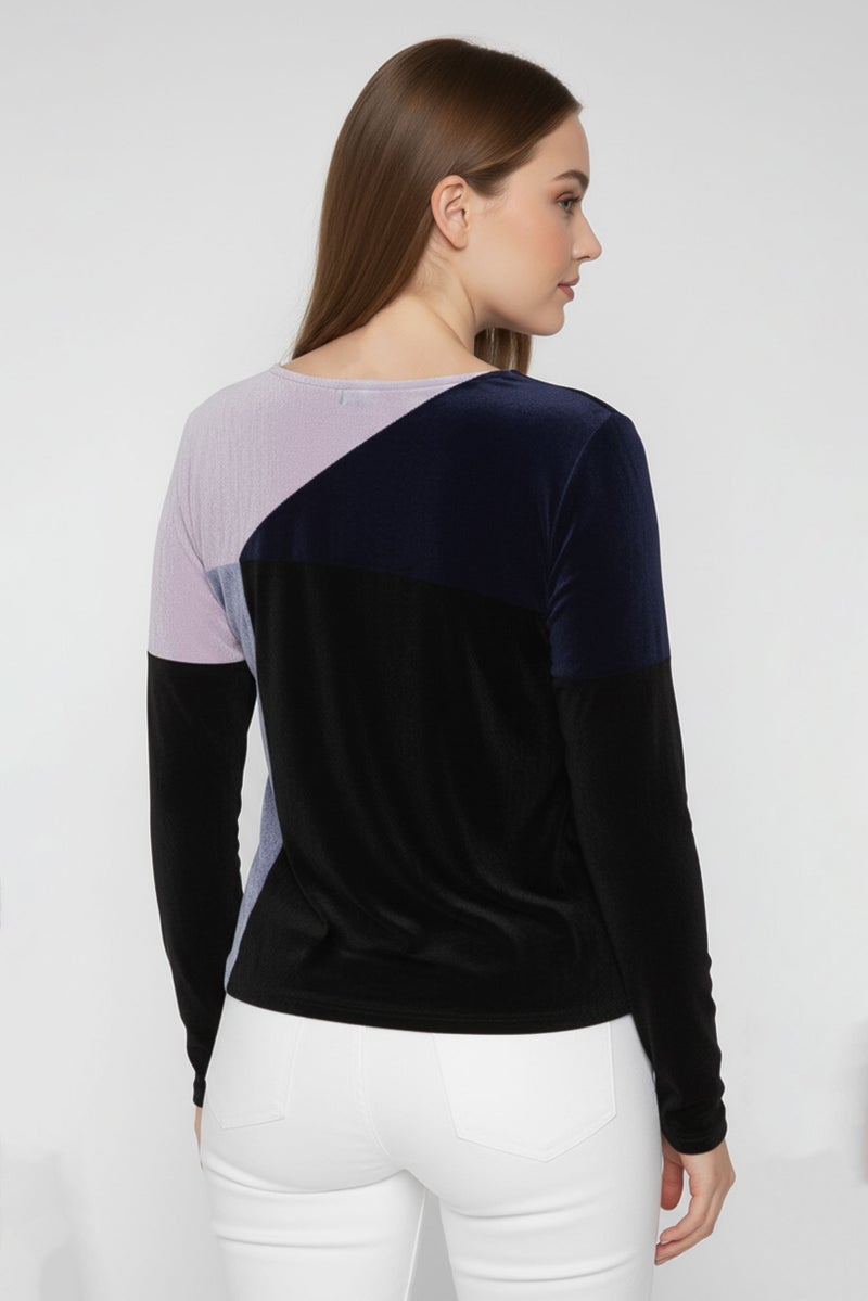 armani Emporio Armani Women Colorblock Sweater, Purple - Image 3