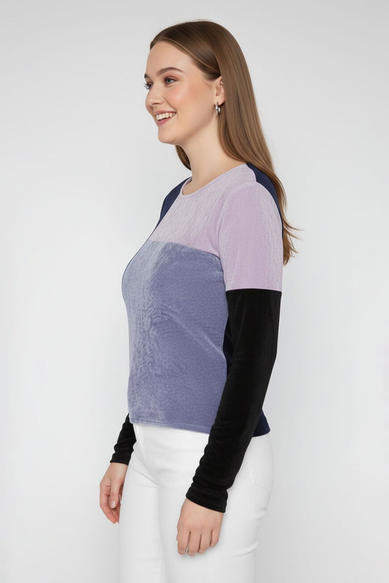 armani Emporio Armani Women Colorblock Sweater, Purple - Image 4
