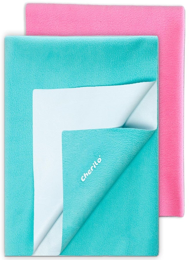 Cherilo Waterproof Quickdry Baby Dry Sheet Combo Pack, Medium (Pink + Sea Green) - Image 1