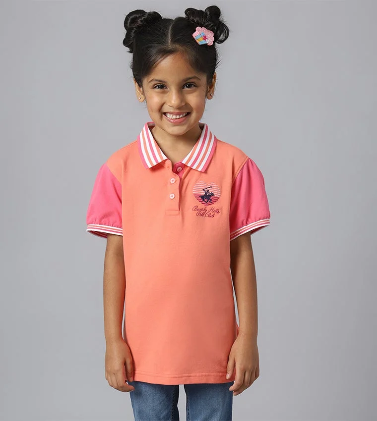 Beverly Hills Polo Club Logo Detailed Short Sleeves Colour Blocked Polo
