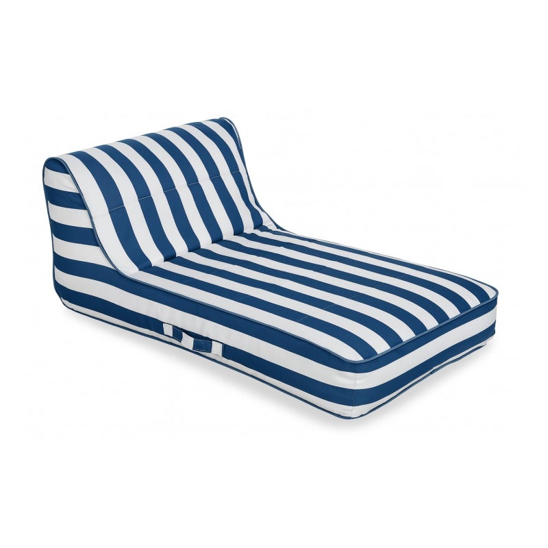 Gute Upholstered Stylish Pool Float Lounger Recliner, Large Floating Chair & Backrest, Heavy Duty Lake, Beach - Premium Comfortable Tube, Durable Water Floaty Tanning Relaxation LoungeFloat - Blue Stripped - Image 1