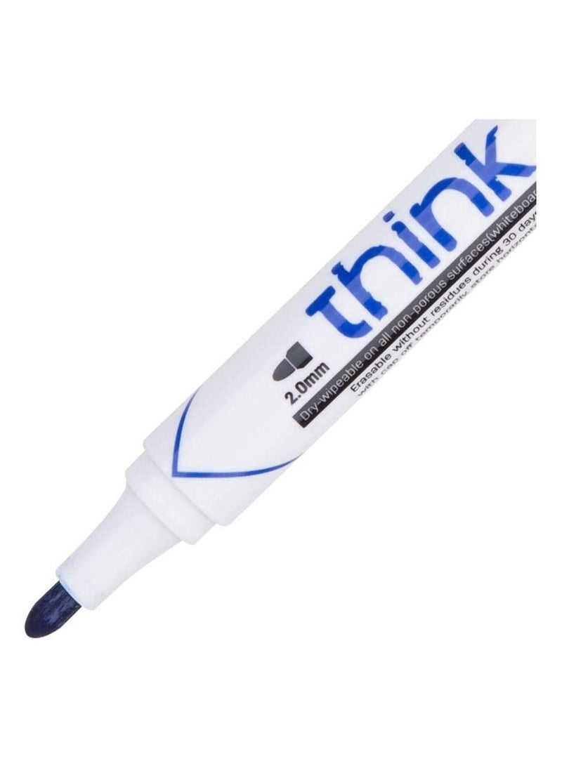 Deli 12-Piece Dry Erase White Board Marker Bullet Tip Blue Ink - Image 3