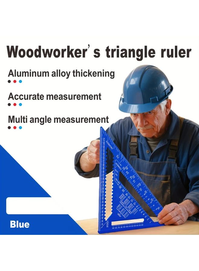 Classic Blue 12 Inch Aluminum Carpenters Square Serrated Edge Dual Scale Measurement - Image 4
