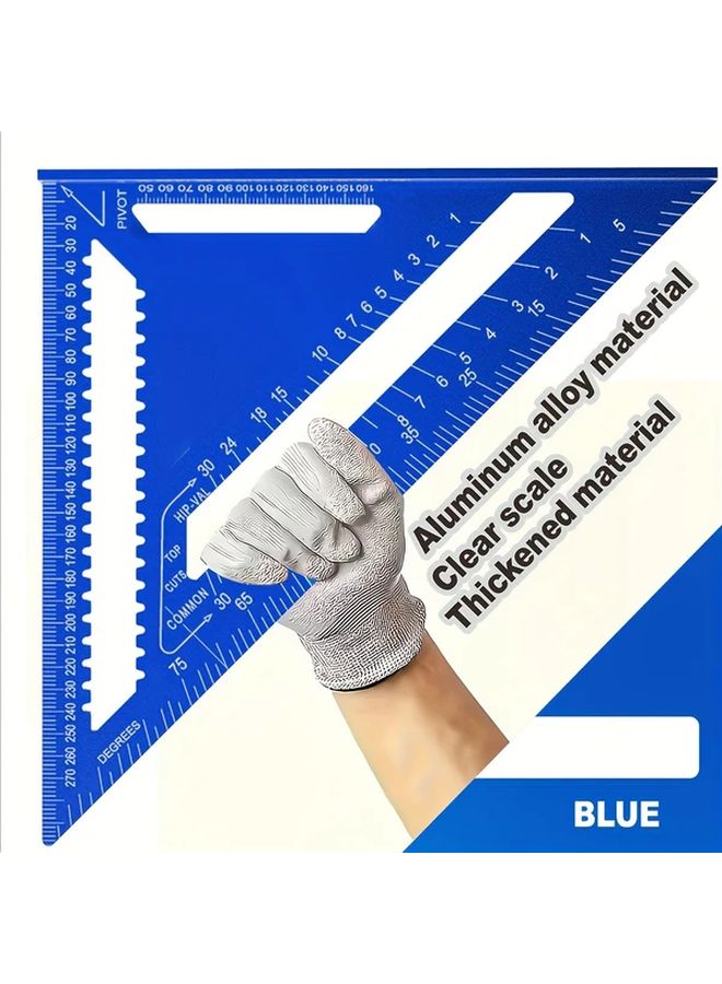 Classic Blue 12 Inch Aluminum Carpenters Square Serrated Edge Dual Scale Measurement - Image 2